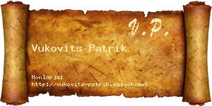 Vukovits Patrik névjegykártya